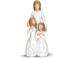 Moeder Dochter Beeld - Familie Sculptuur - Woondecoratie - Handbeschilderd - 5.5 x 6 x 14 cm - Multicolor