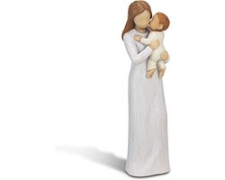 Moeder en baby beeldje - Familie sculptuur - Liefde uitbeelden - Handgeschilderd hars - 1 item - Multicolor