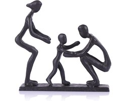 Moeder en Zoon Sculptuur als cadeau voor Moeder - Familie Standbeeld van Metaal - Moederdagcadeau - Ouder en Kind Beeldje