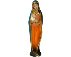 Moeder Gods Sculptuur - Maria met kind beeld - Religieuze decoratie - Handgeschilderd kunsthars - 146 cm hoog
