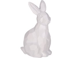 Moederdag - Poly Konijn – Stijlvolle Decoratie - Pasen - Paasdecoratie - Paasdagen - Zittend, D5cm, H10cm, Wit