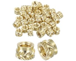 Moeren met sleufinvoer, 25 stuks M6 x 6 mm L x 9 mm Od 3D-printen messing moeren met schroefdraad vrouwelijke moeren voor het inbrengen thermovaste messing inzetstukken