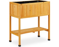 moestuintafel hout - 80,5 x 74 x 38 cm - tuin en balkon - met folie - oranje