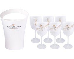 Moët & Chandon Ice Imperial koeler / Ice bucket inclusief 6 witte glazen + ijsschepje
