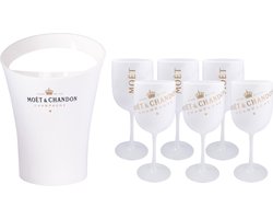 Moët & Chandon Ice Imperial koeler / Ice bucket inclusief 6 witte glazen / Luxe Wijnkoeler en Champagneglas 6x
