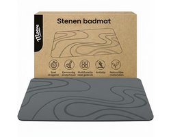 Moeve Diatomite Badmat - Sneldrogende Douchemat - 60x40cm - Antislip - Absorberende Badkamermat - Diatomiet - Stenen Badmat - Grijs