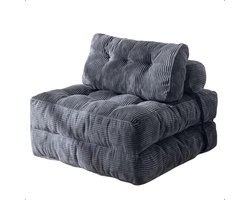 Moeve Slaapbank 1 persoons - 2 in 1 - Comfortabel & Makkelijk in gebruik - Logeerbed opbouwbaar - Bedbank - Slaapstoel - Zetelbed - Grijs