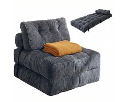 Moeve Slaapbank 1 persoons - 2 in 1 - Comfortabel & Makkelijk in gebruik - Logeerbed opbouwbaar - Ingeklapt 85x85x45cm - Uitgeklapt 190x85x12cm - Bedbank - Slaapstoel - Zetelbed - Grijs