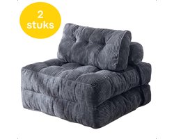 Moeve Slaapbank 1 persoons - 2 stuks - 2 in 1 - Comfortabel & Makkelijk in gebruik - Logeerbed opbouwbaar - Bedbank - Slaapstoel - Zetelbed - Grijs