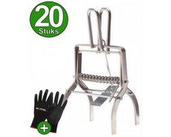 Moffel® Mollenklem 20 Stuks + Tuinhandschoenen - Mollenval - Mollenverjager - Mollenvallen - Mollenklemmen voor Effectieve Mollenbestrijding