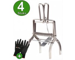 Moffel Mollenklem 4 Stuks + Tuinhandschoenen - Mollenval - Mollenverjager - Mollenvallen - Mollenklemmen voor Effectieve Mollenbestrijding