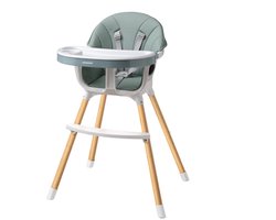 Mogi Products - 2-in-1 Meegroeistoel - Hoge Kinderstoel met Eetblad - Babystoel & Peuterstoel Hout-Look - Groen/Wit