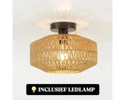 Mogi Products-Bamboe Plafondlamp-Inclusief Lichtbron-Ø 30cm -Woonkamer Lamp-Slaapkamer Lamp