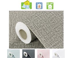 Mogi Products -Isolerend Behang -Zelfklevend Behang voor Woonkamer & Slaapkamer - ± 2 mm Dik en Waterbestendig-Linnenstructuur Lichtgrijs- Isolatie behang