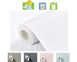Mogi Products- Isolerend Behang - Zelfklevend Behang voor Woonkamer & Slaapkamer - ± 2 mm Dik en Waterbestendig-Linnenstructuur Wit - Isolatie behang