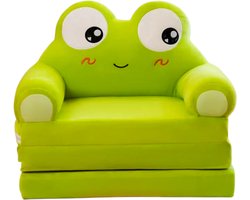 Mogi Products - Kinderfauteuil & Logeerbed Uitklapbaar - Kindersofa - Pluche Kinderstoel Kikker - Groen