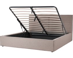 MOISSAC - Bed - Taupe - 180 x 200 cm - Polyester