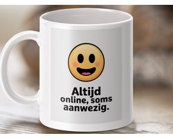 Mok Altijd Online Soms Aanwezig, Grappige Emoji mok, Nieuwe Mok, Cadeau voor Studenten, Bureaumok, Unieke Koffiemok, Humor mok