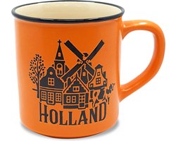 Mok - Beker Holland Groot - Oranje - 300 Ml - Keramiek - Souvenir - Een Stuk - Relatiegeschenk