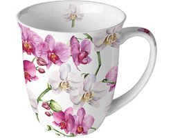 mok-beker-porselein-fine bone China-Ambiente-elegant orchids-orchideeën