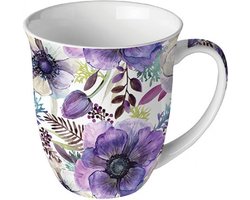 mok-beker-porselein-fine bone China-Ambiente-purple dream-paars-bloemen