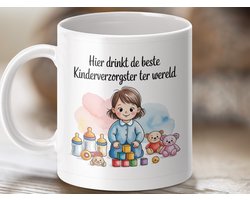 Mok Beste Kinderverzorgster, Grappige Beker Cadeau, Leraar Waardering Mok, Kinderdagverblijf Geschenk, Bedankt Cadeau, Cartoon illustratie