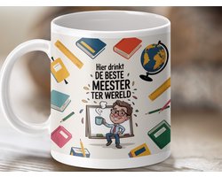 Mok beste meester, leraar mok cadeau, leraar waardering, beste leraar ter wereld mok, gepersonaliseerde meester mok, eindschooljaar cadeau