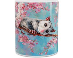 Mok Buidelrat in Kersenbloesem Boom - Schattige Dieren Illustratie in Pastelkleuren - Lente Bloemen - Vrolijke Beker voor Koffie en Thee - Cadeau voor Dierenliefhebber
