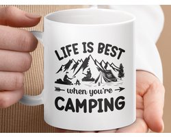 Mok Camping Beker, Life is Best, Buitenavontuur, Koffie, Thee, Berg, Tent, Perfect Cadeau, Kampeerliefhebber, Wandelen Mok, Natuurmok
