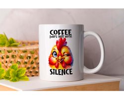 Mok coffee pairs well with silence - SarcasticLaughs - SassySarcasm - HumorMeNot - Funny - SarcastischeGrapjes - GeestigeGrapjes - HumorMetEenKnipoog