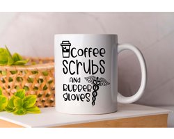Mok Coffee Scrubs and Rubber Gloves - Nurse - Verpleegkundige - I Love My Job - Gift - Cadeau - Cute - Dokter - Doctor - I Love The Nurse Life