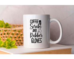 Mok Coffee Scrubs And Rubber Gloves - NurseLife - Gift - Cadeau - NurseHeroes - Nursing - NurseStrong - Verpleegkundige - Zorgverlener - Zuster - Ziekenverzorgende