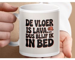 Mok De Vloer is Lava, Grappige Mok, Cadeau Idee, Blijf in Bed, Luie Ochtend, Retro Design, Koffie Mok, Thee Mok, Keramische Mok
