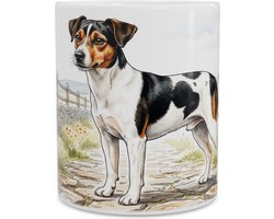 Mok Deens-Zweedse boerderijhond - Honden Serie koffiemok met schattige Hond en boerderij - Lief cadeau voor hondenliefhebber, baasje of dierenvriend - Decoratieve theemok voor woonkamer of bureau