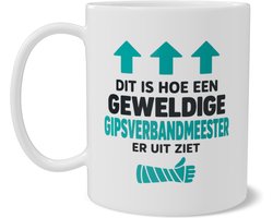 Mok Dit is hoe een geweldige gipsverbandmeester er uit ziet Grappig zorg cadeau voor gipsmeester Koffiebeker ziekenhuis en gipskamer met dubbelzijdige print Beker voor verjaardag, afscheid of collega Petrolblauw