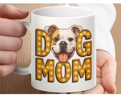 Mok Dog Mom Bulldog, Licht Letters Design, Unieke Hondenliefhebber Cadeau, Persoonlijk cadeau voor Hondenmama, Hondenmok, Keramische