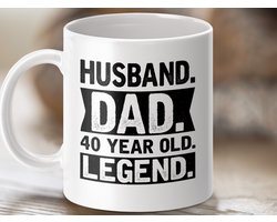 Mok Echtgenoot Vader 40 Jaar Oud Legende, Verjaardag Mok, Cadeau voor Man, Grappige Vaderdag Mok, Gepersonaliseerde Mok, Unieke Mok