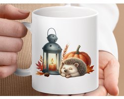 Mok Egel Pompoen Herfst Mok, Schattige Egel, Lantern Design Koffiemok, Herfst Decor Beker, Thanksgiving Mok, Kerst Geschenk mok