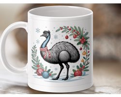 Mok Emoe Kerstmis, Feestelijke Vogel, Kerst Ornamenten, Unieke Geschenk Mok, Kerstmis Dier Mok, Vakantie Seizoen Mok, Nieuwjaar Mok