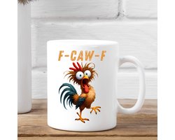 Mok- grote koffie beker- f caw f- drinkbeker- verjaardag cadeau tip. F-caw-F = Fuck off