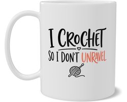 Mok Haken Grappige Tekst I Crochet So I Don't Unravel Cadeau Haakster Hobby Creatief Wol Breien Handwerk Dubbelzijdig Bedrukt