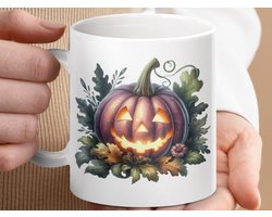 Mok Halloween Pompoen Kunst Mok, Herfst Decor, Feestelijke Koffiemok, Geestige Ontwerp Mok, Cadeau Idee, Pompoen thema, seizoensmok