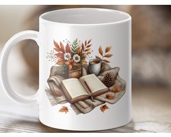 Mok Herfst Lezen Knus, Warme Drank, Herfst Bladeren, Gezellige Mok, Boeken Liefhebber Cadeau, Herfst Decor, Thee Mok, Koffie Mok