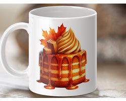 Mok Herfst Taart Design, Zoete Gebak Viering Mok, Herfst Seizoen Cadeau Idee, Feestelijke Drinkbeker, Dessert Liefhebbers, Seizoensgebonden