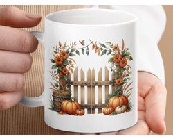 Mok Herfsttuin Poort Pompoenen Koffiemok, Thanksgiving Decoratie Mug, Vallen Seizoensgebonden Drank Mugs, Herfst Thema Mug, Tuin Poort Mug