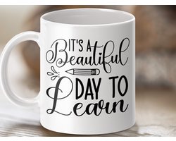 Mok 'Het is een mooie dag om te leren' Mok, Motiverende mok, Inspirerende mok, Leraarscadeau, Studentenmok, Terug naar school mok
