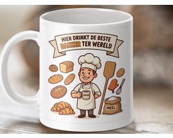 Mok Hier Drinkt de Beste Bakker ter Wereld, Grappige Bakken Beker, Koffie Mok voor Baker, Ideaal Cadeau voor Bakkerij Liefhebbers
