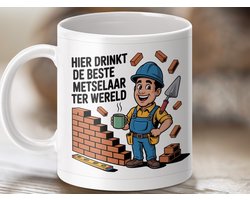 Mok 'Hier Drinkt De Beste Metselaar Ter Wereld' mok, grappige Metselaar mok, Metselaar cadeau, Koffiemok, Theemok, Keramische mok, Werk mok