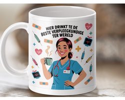 Mok Hier Drinkt de Beste Verpleegkundige ter Wereld, Verpleegkundige Mok, Beker voor Verpleegkundige, Cadeau voor Verpleegkundige, Thee