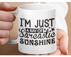 Mok ik ben gewoon een sarcastische zonnestraal, humor mok, grappige mok, sarkasme, cadeau idee, motiverende mok, grappig cadeau voor haar